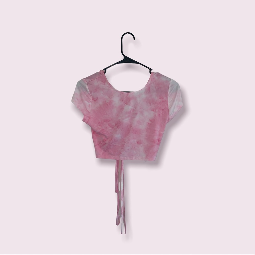 tie dye tied back crop top